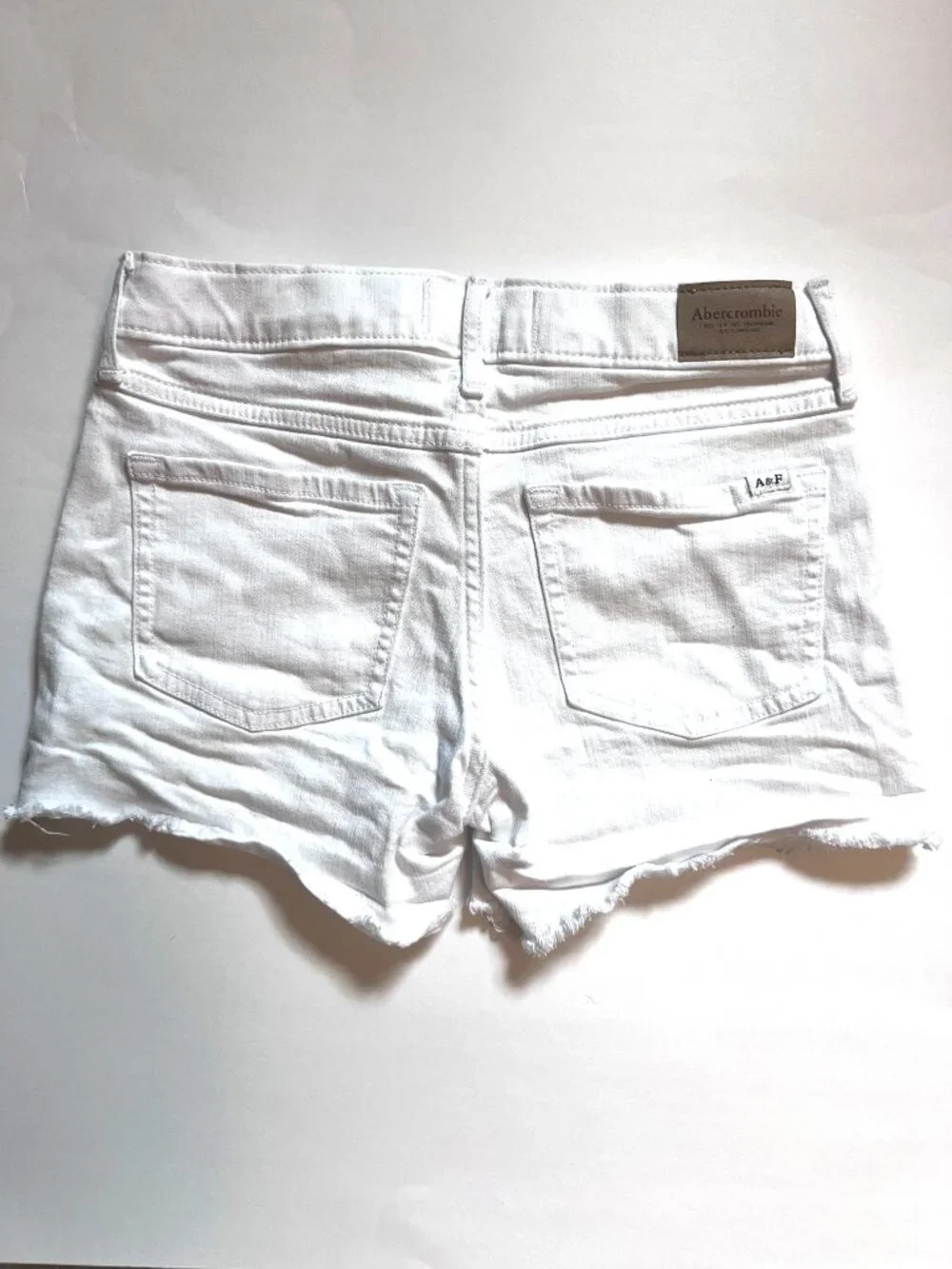 Abercrombie & Fitch Kids Mid Rise Midi White Cutoff Denim Shorts- Size 13-14R